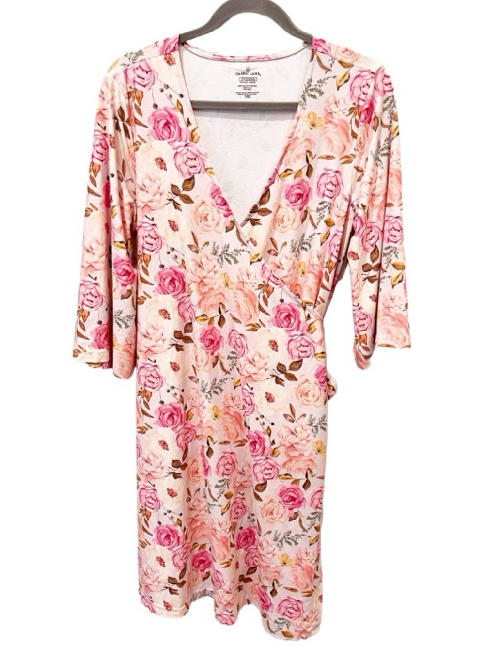 Caden Lane Maternity Robe Floral Wrap Garden Party Stretch Jersey Knit Cottage